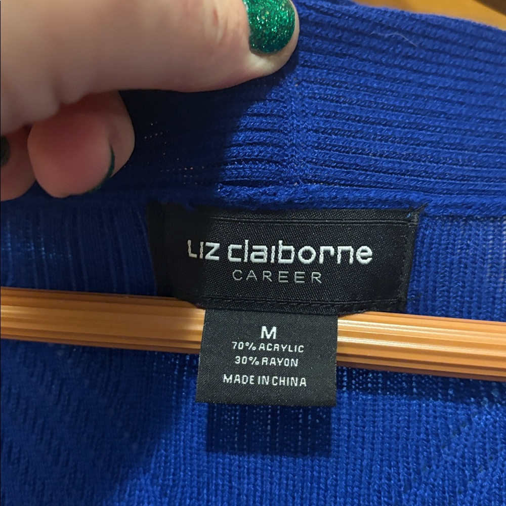 Liz Claiborne Royal Blue Open Front Cardigan - Size M - Picture 3 of 4